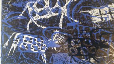Original Abstract Cows Printmaking by Jelena Kozevnikova
