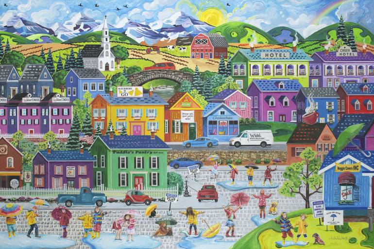 Print of Folk Landscape Paintings by Julie Pace Hoff