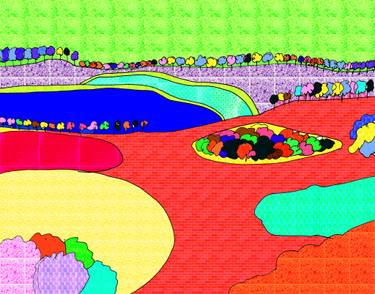 Original Art Deco Landscape Mixed Media by Maja Skenderovic
