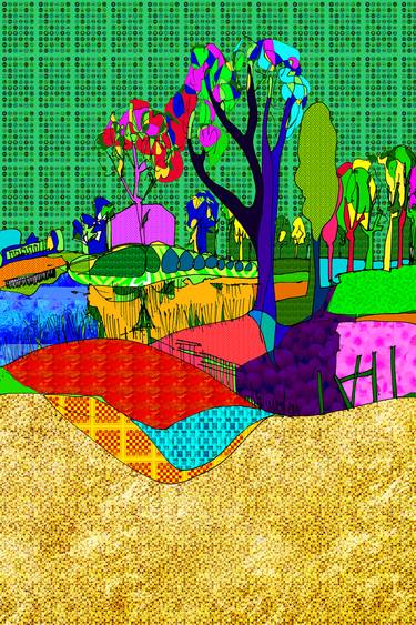 Original Art Deco Landscape Mixed Media by Maja Skenderovic