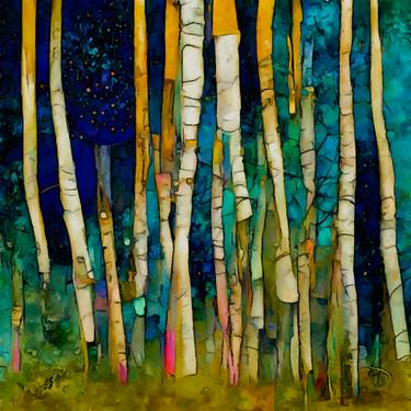 Original Abstract Expressionism Tree Mixed Media by Ann Leech