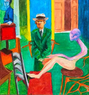 Original Abstract People Painting by Sabire Basel Algul