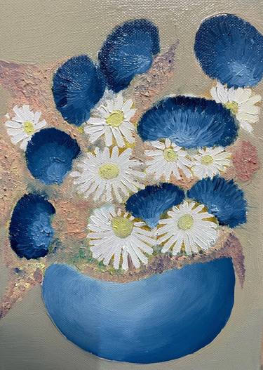 Original Art Deco Floral Painting by Abedalrahman Samara