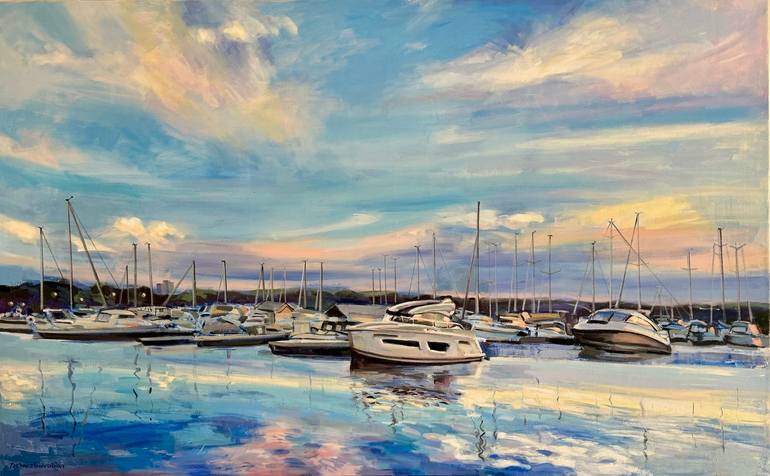 Original Expressionism Boat Paintings by Behnaz Sohrabian