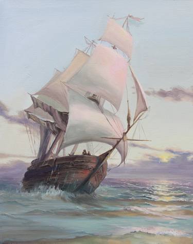 Original Photorealism Boat Painting by Tara  Lakshmi 