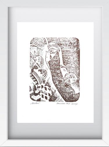 Original Black & White People Printmaking by Natalia Bachynska