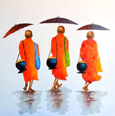 Original Conceptual Religion Painting by Nannapha Aiamlaaiad