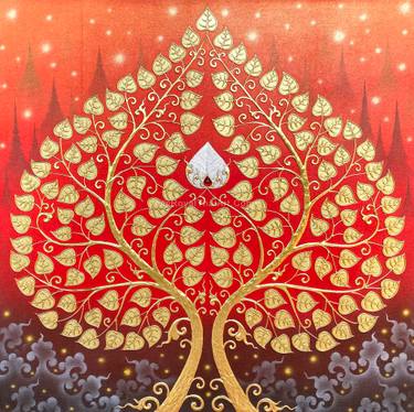 Original Abstract Tree Paintings by Nannapha Aiamlaaiad