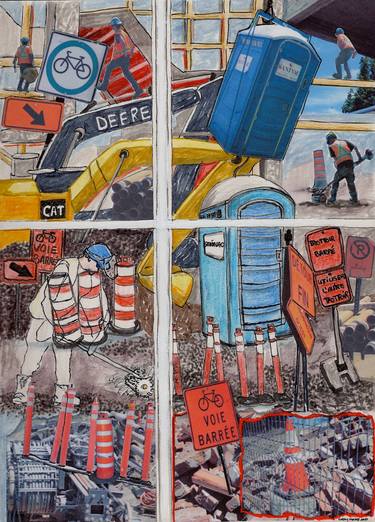 Original Abstract Cities Mixed Media by Chery Holmes