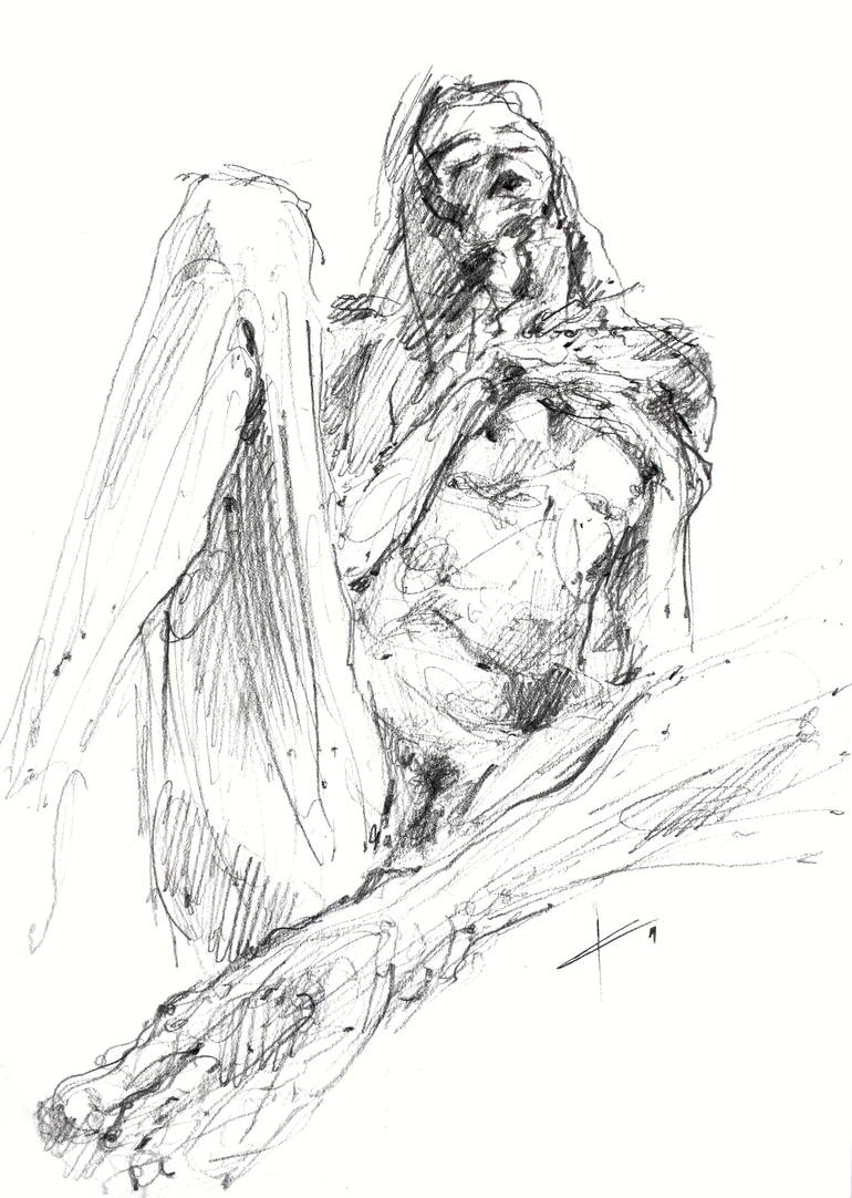 Original drawing, nude art, graphics, pencil sketch, naked woman figure,  original gift Drawing by Marie Getta | Saatchi Art Malta