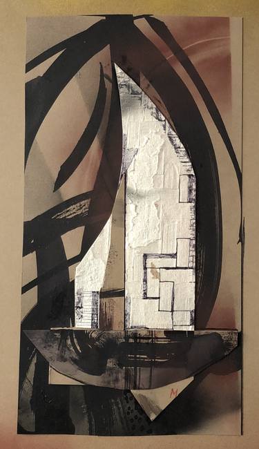 Original Abstract Boat Mixed Media by Martha Kumari Meagher