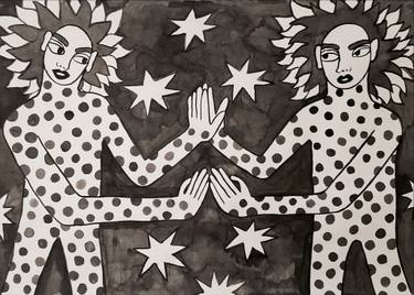 Original Black & White People Drawings by Oksana Fedshychyn