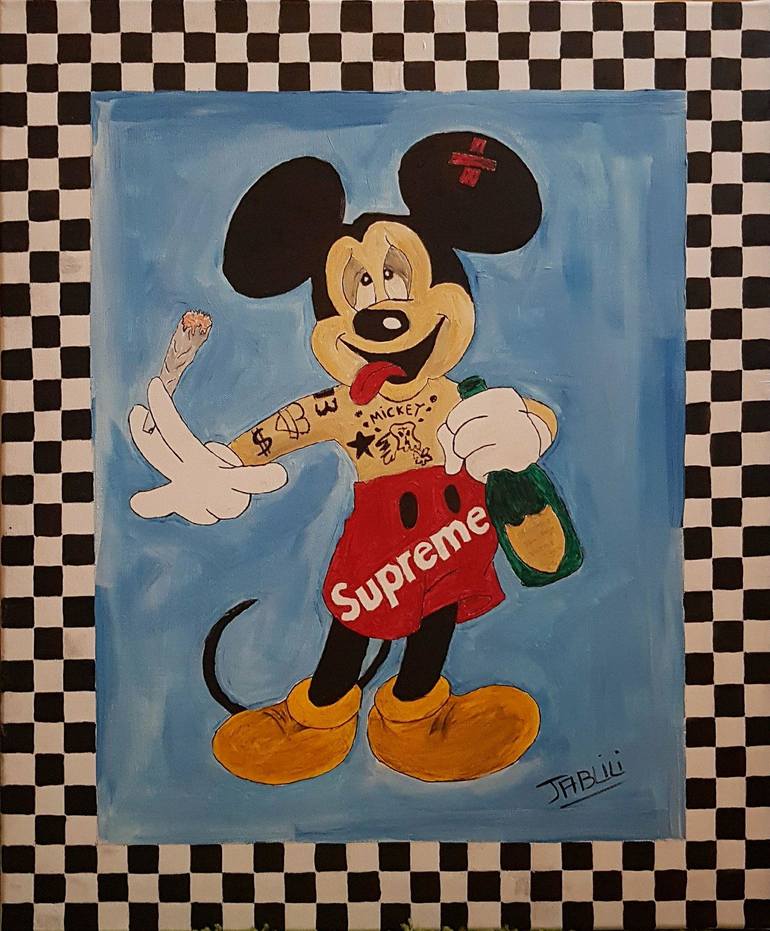 Supreme Mickey Mouse Painting by Mounir Jablili | Saatchi Art Canada