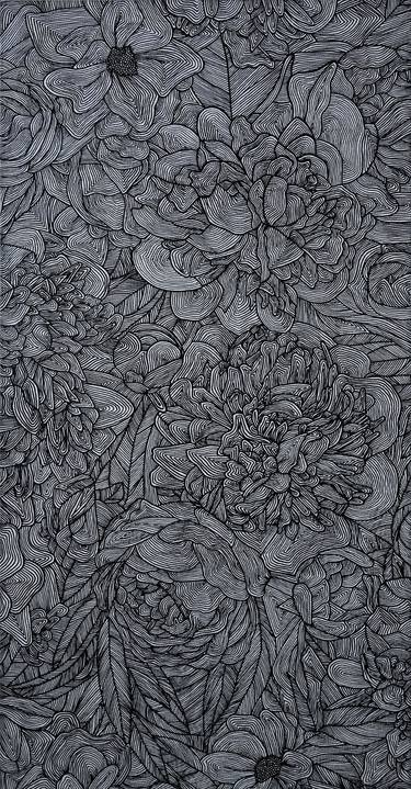 Original Black & White Floral Drawings by Elizabeth Karlson