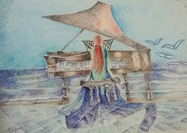 Original Art Deco Landscape Drawings by Sumera Nadir