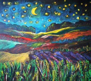 Original Expressionism Landscape Painting by Erika Petunoviene Ayte