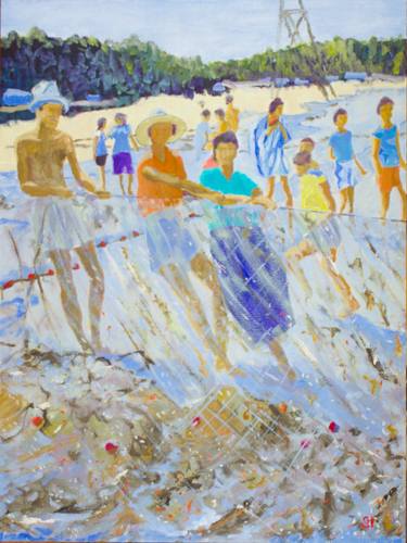 Original Impressionism Beach Painting by Geoff Hargraves