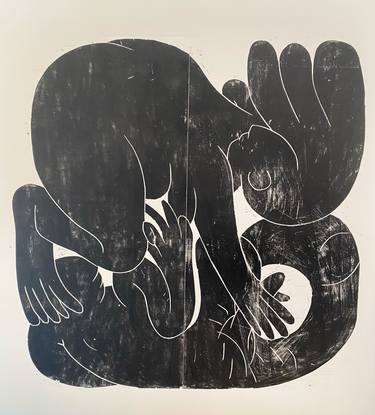 Original Abstract Expressionism People Printmaking by Barbara Kuebel