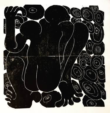 Original Abstract Expressionism People Printmaking by Barbara Kuebel