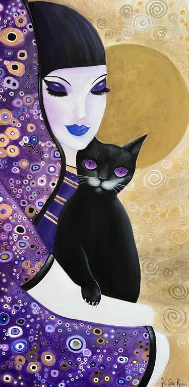 Original Art Nouveau Cats Painting by Juli Cady Ryan