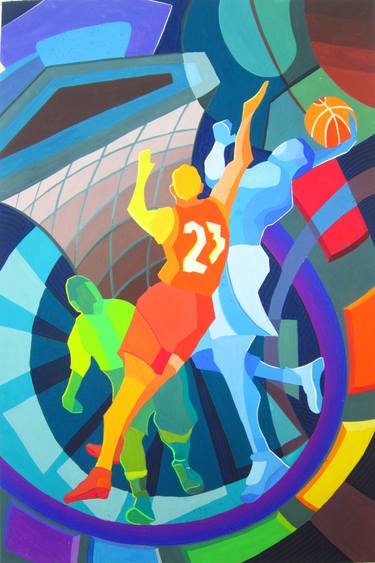 Original Art Deco Sports Paintings by Phung Wang