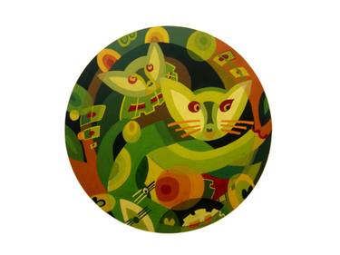 Original Abstract Expressionism Cats Paintings by Phung Wang
