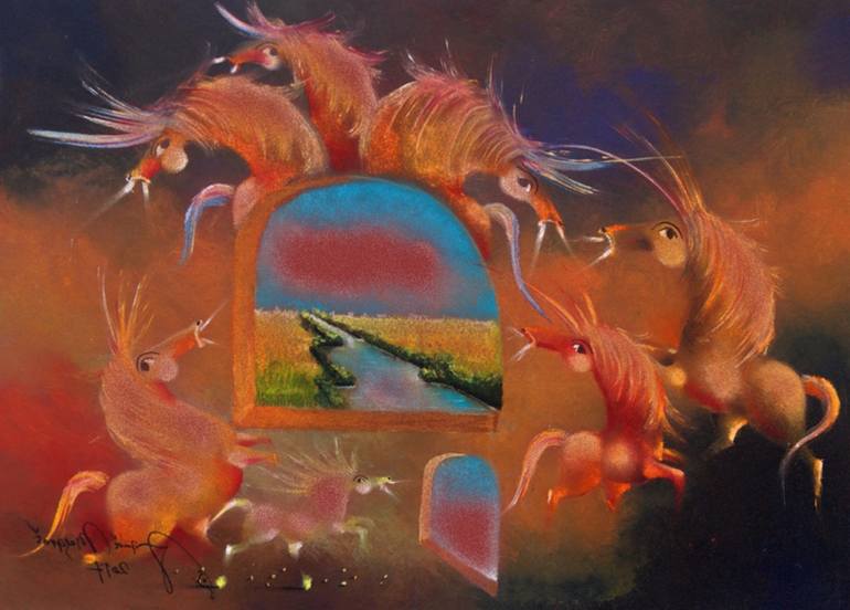 Original Modern Animal Painting by David Berkowitz Chicago