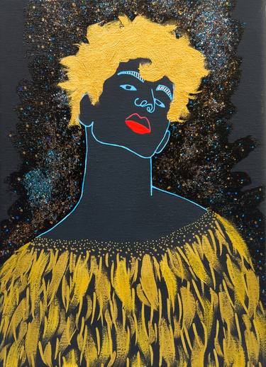 Original Pop Art Outer Space Paintings by Yermine Richardson