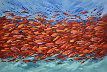 Original Abstract Expressionism Fish Paintings by Olga Nikitina