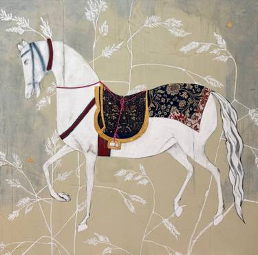 Original Romanticism Horse Painting by Karenina Fabrizzi