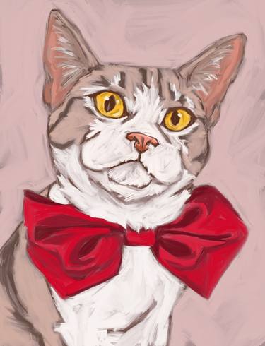 Original Fine Art Cats Mixed Media by Raissa Spinola