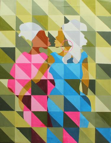 Print of Cubism Love Paintings by Theophilus Tetteh