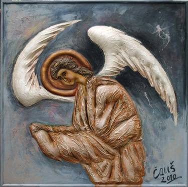 Original Figurative Religion Painting by Angel Dimovski Caus