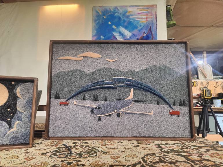 Original Fine Art Airplane Drawing by Verjinia Mihajlova