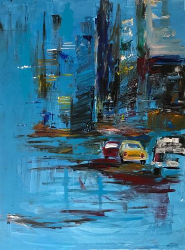 Original Abstract Expressionism Cities Paintings by Kushal Bastakoti
