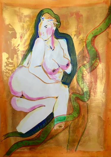 Original Abstract Expressionism Nude Mixed Media by Serap Simsek