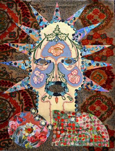 Original Abstract Expressionism Portrait Collage by Aby Mackie