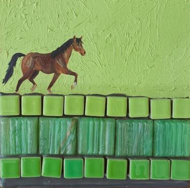 Original Art Deco Horse Mixed Media by Bobbie Rich
