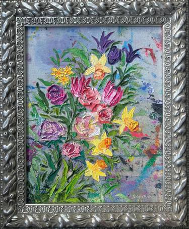 Original Art Nouveau Floral Painting by Bobbie Rich