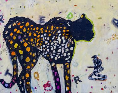 Original Abstract Expressionism Animal Painting by Ann Gadd