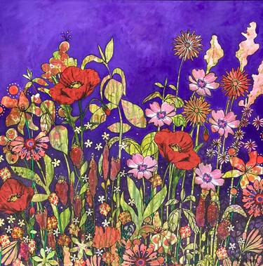 Original Expressionism Floral Painting by Marie-Claude Fournier
