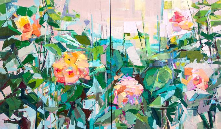 GARDEN OF ROSES Painting by Beatriz Vazquez | Saatchi Art