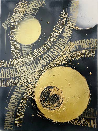 Original Abstract Expressionism Calligraphy Mixed Media by Radu Florea