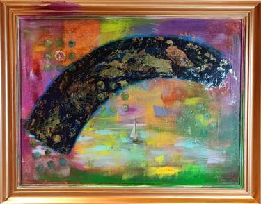 Original Abstract Light Mixed Media by Judit Nagy L