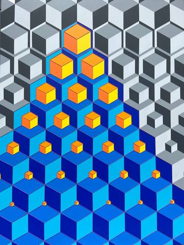 Original Abstract Geometric Mixed Media by Kat Hernden