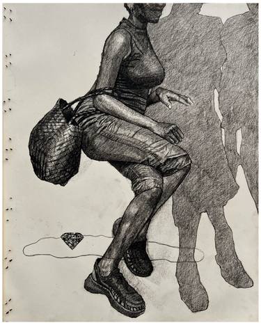 Original Realism People Drawing by Paul Ogunlesi