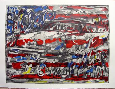 Original Abstract Expressionism Graffiti Printmaking by Trafic D'Art