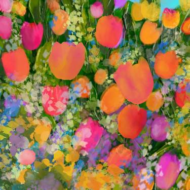 Original Abstract Expressionism Floral Digital by Marianna Sigov