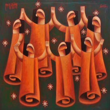 Original Figurative Outer Space Paintings by Zsolt Malasits
