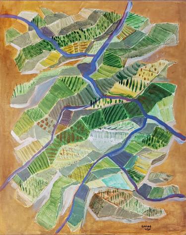 Original Abstract Expressionism Aerial Painting by Savvas Sarafidis